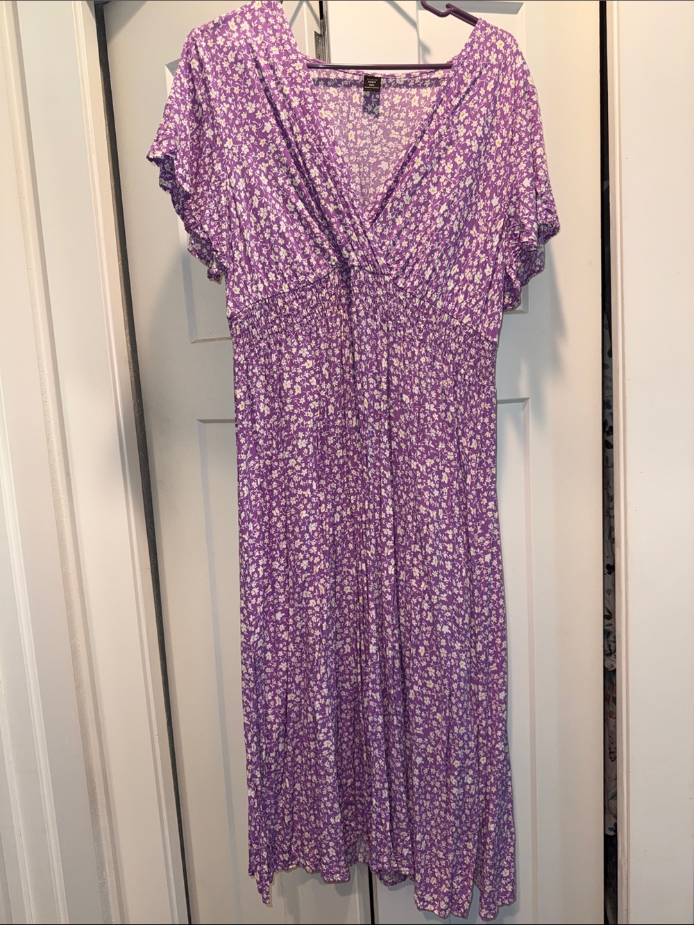 Purple Floral Midi Dress